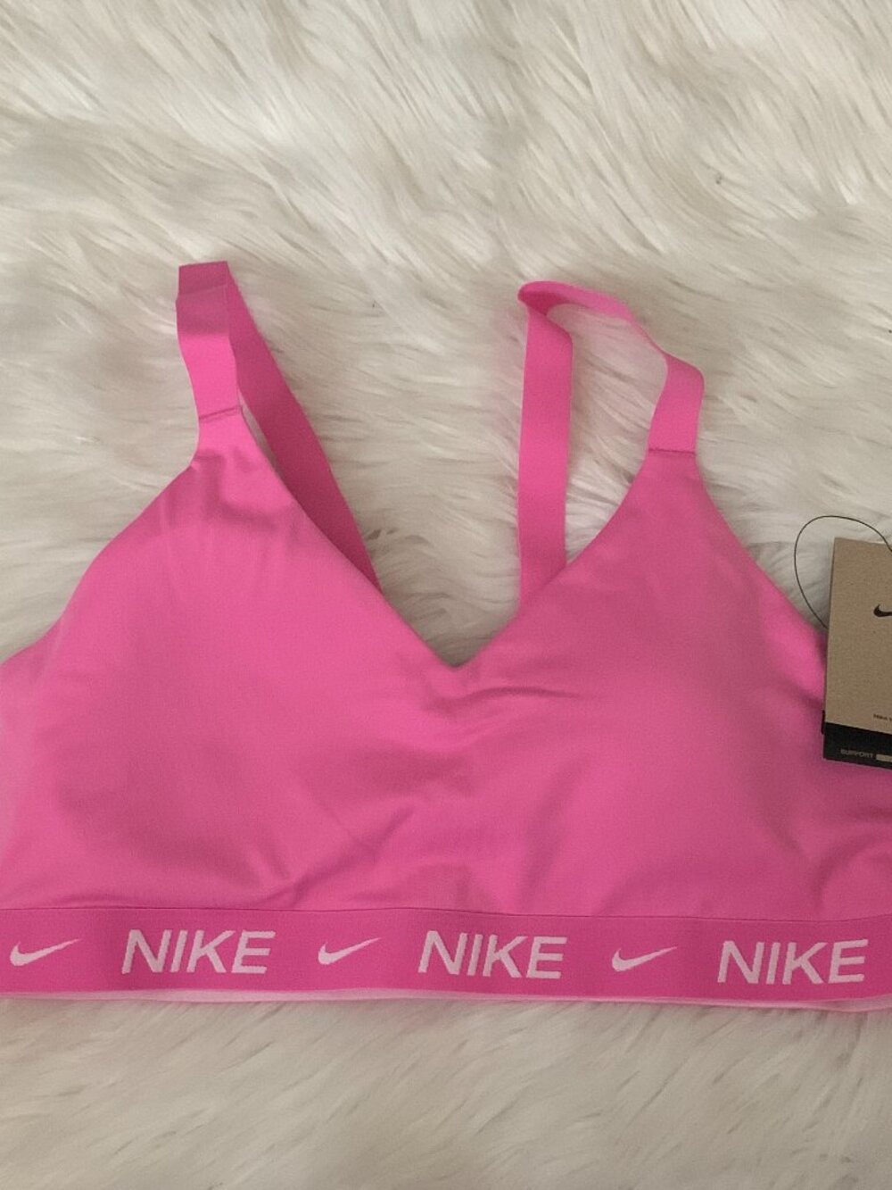 NIKE Indy Medium Support Sports Bra in Playful Pink Sz LARGE